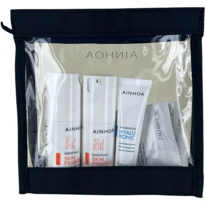 Ainhoa Skin Primers Hydra Travel Set Čistící mléko 30 ml + tonikum 30 ml + hydratační sérum Hyaluronic 30 ml + krém 2 ml + oční krém 2 ml