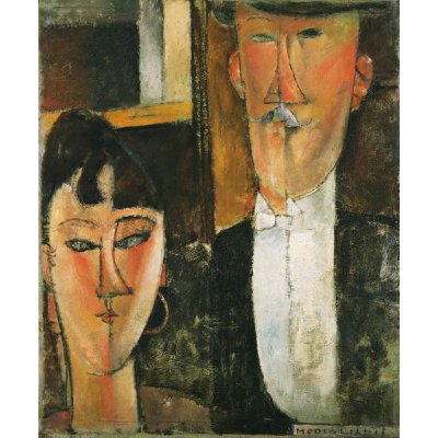 Modigliani, Amedeo - Obrazová reprodukce Bride and Groom - Peinture de Amedeo Modigliani, (35 x 40 cm)