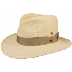 Mayser Colmar luxusní panamský klobouk Fedora Bogart s béžovou stuhou ručně pletený UV faktor 80 Ekvádorská panama