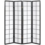 Autronic Elegantní 4dílný paravan PARVIO z masivního smrkového dřeva s černým lakem – Zboží Dáma