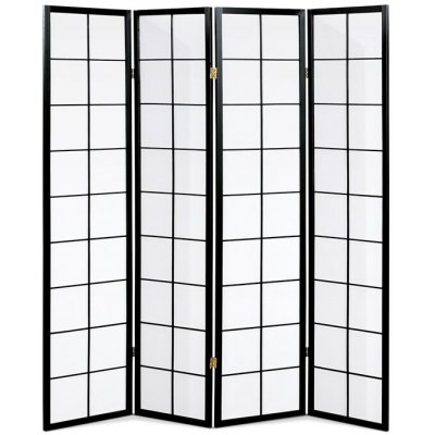 Autronic Elegantní 4dílný paravan PARVIO z masivního smrkového dřeva s černým lakem – Zboží Dáma