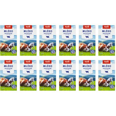 Tatra trvanlivé polotučné mléko 12 x 1 l – Zboží Dáma