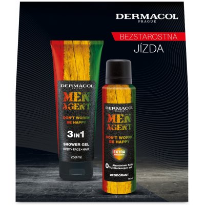 Dermacol Men Agent Don't Worry Be Happy čisticí gel 3 v 1 250 ml + Don't Worry Be Happy deospray bez obsahu hliníku 150 ml dárková sada – Zboží Mobilmania