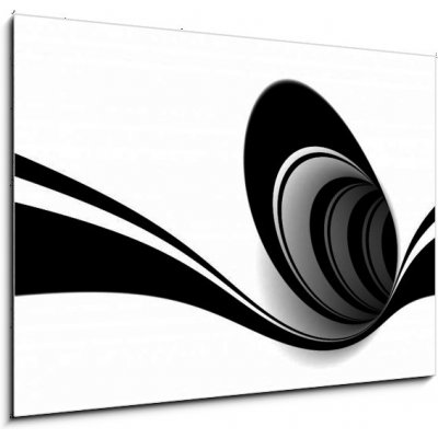 Skleněný obraz 1D - 100 x 70 cm - Abstract black and white spiral Abstraktní černé a bílé spirály