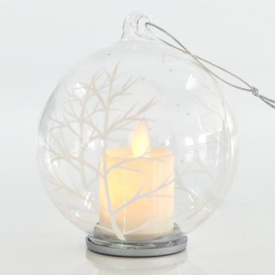 Eurolamp vánoční ozdoby skleněný světelný míček svíčka 10 cm set 2 ks – Zboží Mobilmania