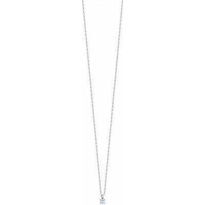 LUCA BARRA Náhrdelník s tenkými bodkami z oceli s bílým krystalem – Zboží Dáma