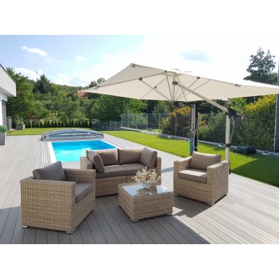 DEOKORK Ratanová variabilní sestava SEVILLA 1+2+1 pro 4 osoby (béžová) – Zboží Dáma