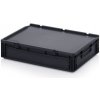 Úložný box TBA Plastová ESD Euro přepravka 600x400x120 mm s víkem plný úchyt