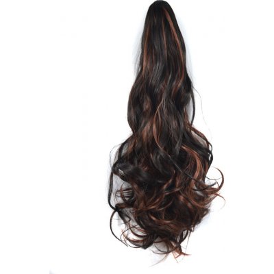 Vlnitý Ponytail se skřipcem tmavě hnědá s melíry – Zboží Dáma
