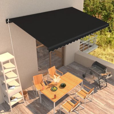 Dekorhome Ručně zatahovací markýza 4,5x3 m Antracit – Sleviste.cz