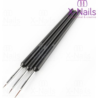 X Nails sada štětců zdobení nehtů a ornamenty Striper Černý 3 ks – Zboží Dáma