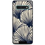 Mobiwear Glossy Samsung Galaxy S10 Plus GA41G Béžové květy na modré – Zboží Mobilmania