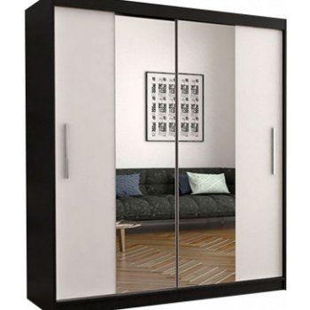 Idzczak Vista 01 150 cm s posuvnými dveřmi a zrcadly Stěny černá / bílá