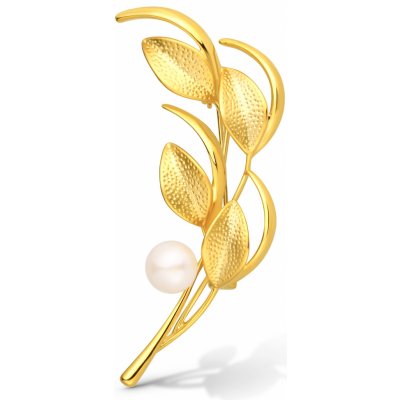 JwL Luxury Pearls Slušivá pozlacená brož s pravou perlou JL0843 – Zboží Dáma