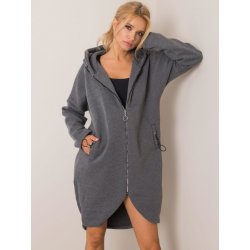 Rue Paris Tmavě šedá dlouhá mikina na zip rv-bl-4858-1.99p-dark gray