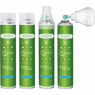 ATgreen Inhalační kyslík O2 56 l 99,5 % 4 ks + maska – Hledejceny.cz
