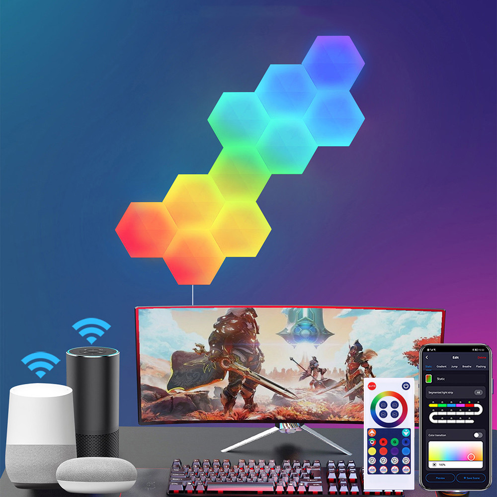 lapalife LED Hexa světelné panely WiFi RGBIC hudební synchronizace šestiúhelník nástěnné světlo ovládání aplikace pro párty osvětlení her DIYImitaceace sada 10 ks