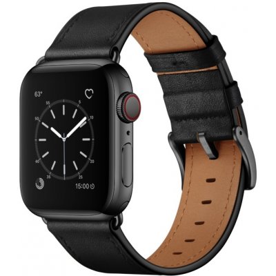 PROTEMIO LEATHER Kožený řemínek pro Apple Watch Ultra 1 / 2 (49mm) / 9 / 8 / 7 (45mm) / 6 / SE / 5 / 4 (44mm) / 3 / 2 / 1 (42mm) černý 52083 – Zboží Mobilmania