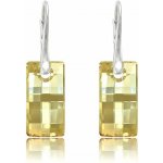 Swarovski Elements Queen Baguette krystal 25 mm Stříbrné náušnice visací bílé obdélníky 31278.1 – Zboží Dáma