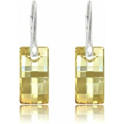 Swarovski Elements Queen Baguette krystal 25 mm Stříbrné náušnice visací bílé obdélníky 31278.1 – Zboží Dáma