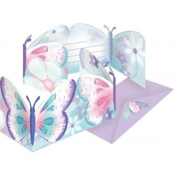 Amscan POZVÁNKY s obálkami Motýlci