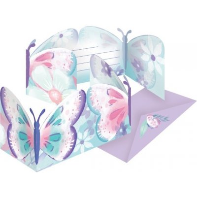 Amscan POZVÁNKY s obálkami Motýlci – Zboží Mobilmania
