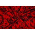 Brokát paví pera, černo-červený – Zboží Dáma