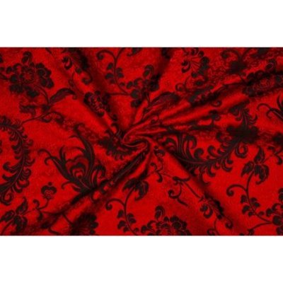 Brokát paví pera, černo-červený – Zboží Dáma