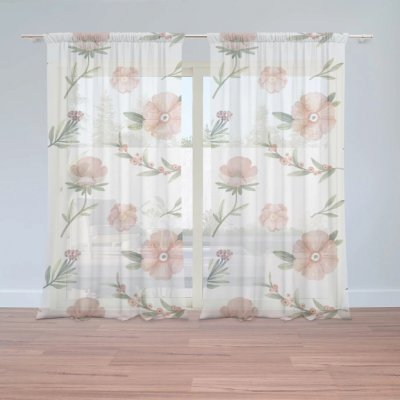 Sablio Záclony Malované květy: 2ks 150x250cm – Hledejceny.cz
