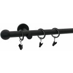 KovovégarnýžeCZ Ballo modern 19 mm Jednořadá prodloužená Kroužky s žabkou černá matná 320 cm – HobbyKompas.cz