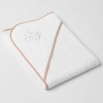 Veba LOTA osuška s kapucí bílá s výšivkou Sloník béžová lemovka 100x100 cm – Zboží Dáma