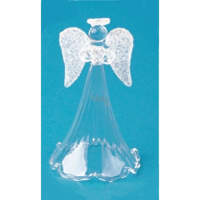 Anděl Přerov Anděl skleněný s průhlednou sukní na postavení 11 cm – Zboží Mobilmania