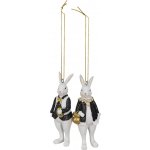 Set 2ks závěsná dekorace králík v obleku se zlatými vajíčky 4*4*10 / 4*4*10 cm – Hledejceny.cz