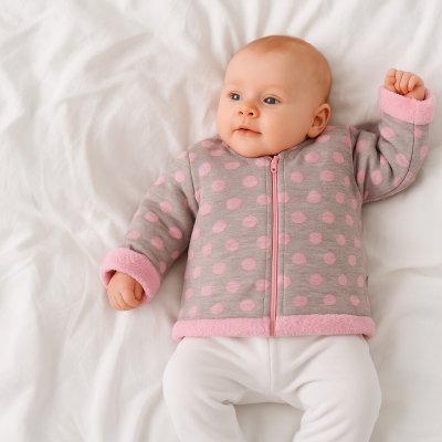 Baby Service kabátek stojáček dvouvrstvý na zip Bubliny růžový – Zbozi.Blesk.cz