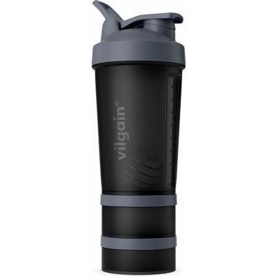Vilgain Shaker Pro 2Go –⁠ stylový shaker se dvěma zásobníky, kovovou spirálou a praktickým poutkem, na protein či tablety – Zboží Mobilmania