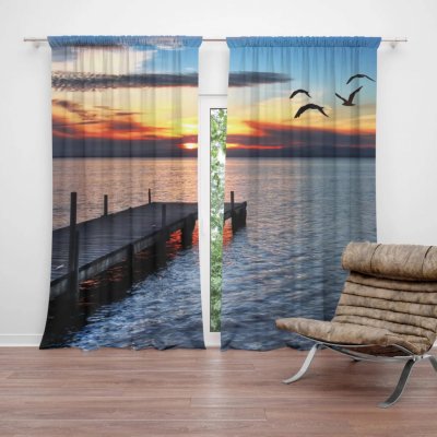 Závěsy Západ slunce nad molem: 2 ks - 140x250 cm - Sablio – Hledejceny.cz