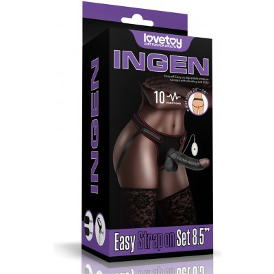 LoveToy Ingen Easy Strap-on Set Vibrating 8.5" Black – Zboží Dáma