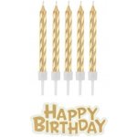 Godan svíčka zlaté s nápisem Happy Birthday D_SF-HBZL – Zboží Dáma