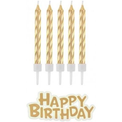 Godan svíčka zlaté s nápisem Happy Birthday D_SF-HBZL – Zboží Dáma
