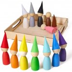 Montessori Ulanik dřevěná hračka „Peg Dolls with Hats? – Sleviste.cz