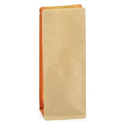 Sáček s plochým dnem | kraft papír bez AL vrstvy | oranžový bok obsah 300ml (80 x 210 + 50 mm) – Zboží Živě