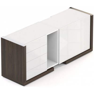 Nábytek Designový cz DLKB176 - Komoda SOLID pro manažerské opěrné stoly, se zásuvkami na obou stranách, 170cm, jilm royal/bílá – Sleviste.cz