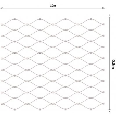 Nerezová lanková síť, 0,8x10 m (šxd), oko 50x50 mm, průměr lanka 2 mm, AISI316 – Zboží Mobilmania