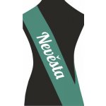 ON-DESIGN Šerpa NEVĚSTA Barva: emerald, Barva potisku: bílá, Fonty písma: Brush Script MT – Sleviste.cz
