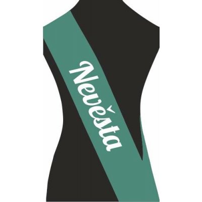 ON-DESIGN Šerpa NEVĚSTA Barva: emerald, Barva potisku: bílá, Fonty písma: Brush Script MT – Sleviste.cz