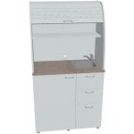 OFFICE PRO HOBIS kuchyň s dřezem, baterií a lednicí, pravá - KU 3 3 P, šedá – Zboží Dáma