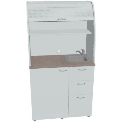 OFFICE PRO HOBIS kuchyň s dřezem, baterií a lednicí, pravá - KU 3 3 P, šedá – Zboží Dáma