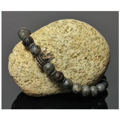 LK310 s korunou JASPIS přírodní šedý a lávové kameny – Zboží Mobilmania