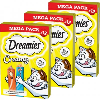 Dreamies Krémový s kuřecím masem a lososem 36 x 10 g – Hledejceny.cz