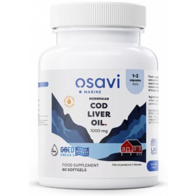 Osavi Norwegian Cod Liver Oil Norský olej z tresčích jater citrón 1000 mg 60 kapslí – Hledejceny.cz